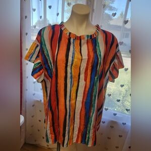 #80 Wacky Color-Striped Short-Sleeve T-Shirt